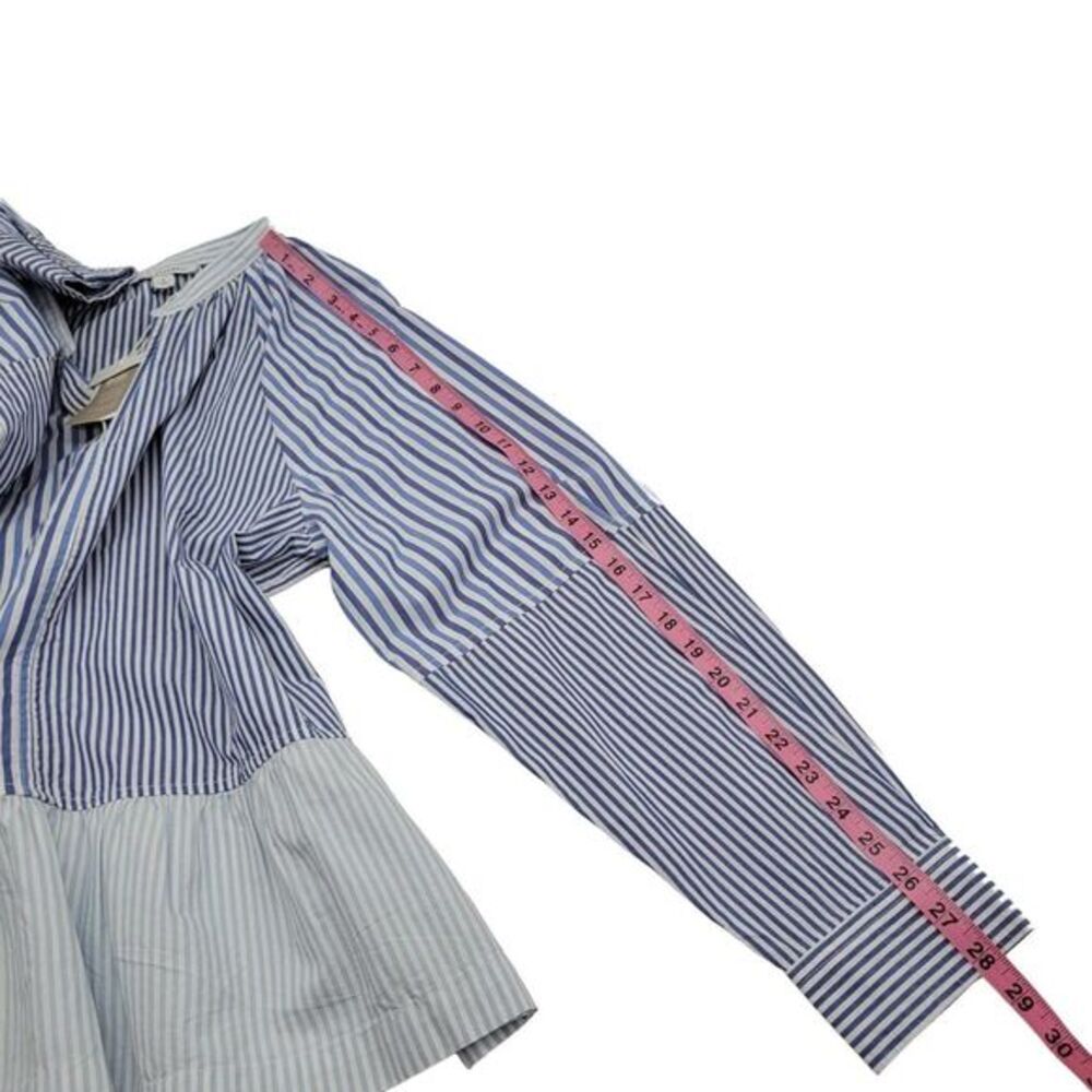 NWT Free Assembly Color Block Striped Sections Vneck Peplum Top Long Sleeve Sz L - Picture 6 of 12